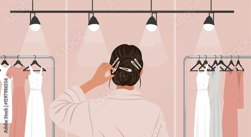 Woman Prepares For Special Occasion With Fashionable Dress Selection Process