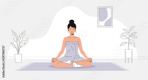 Serene Woman Practicing Meditation And Mindfulness For Healthy Mindset