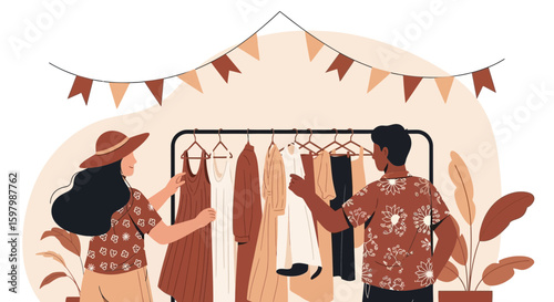 Shopping Day At Secondhand Boutique With Sustainable And Ethical Fashion Choice