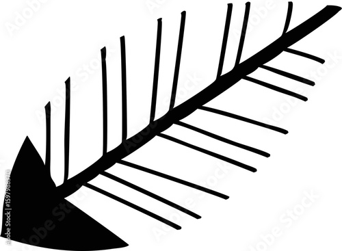 Elegant black branch with thin extended leaf lines, ideal for minimalist nature illustrations and botanical prints.