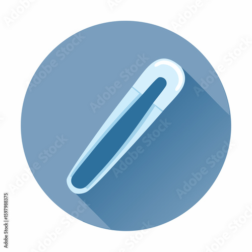 A clean and minimalist representation of a nail clipper on a blue background, with a long shadow, conveying simplicity.