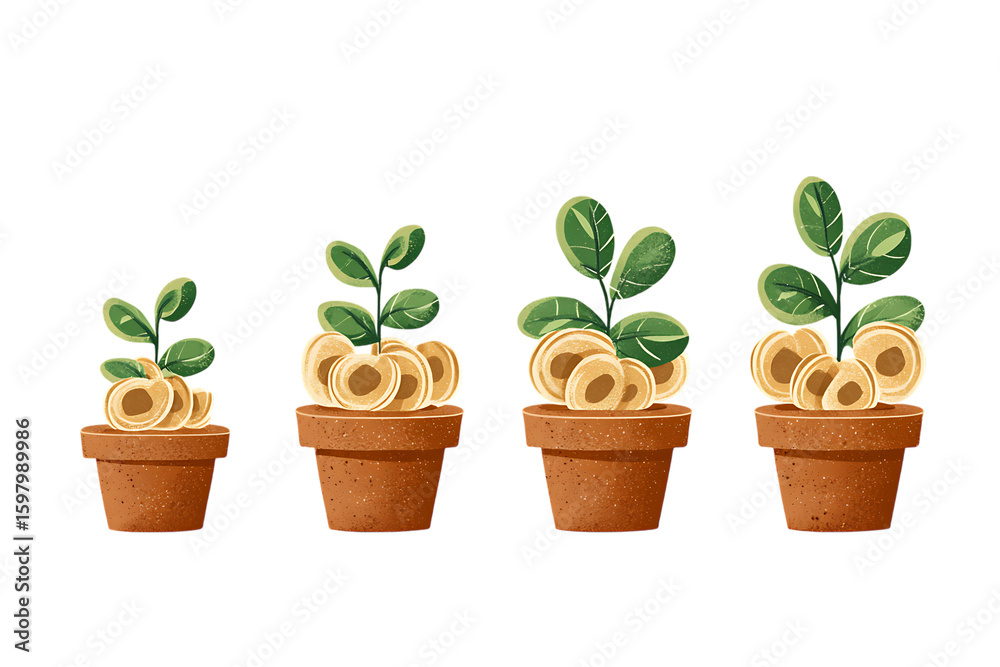 Fototapeta premium Money plant growing stages