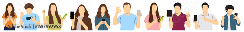 people using smart phone vector