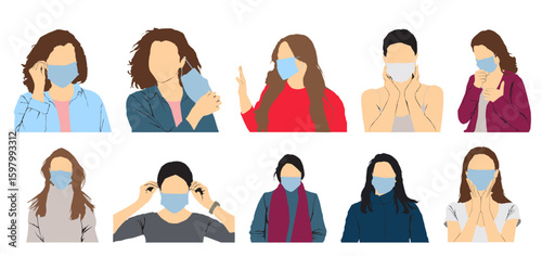 set of women wearing face mask