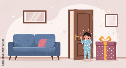 Surprise Birthday: Excited Girl Finds Unexpected Gift By The Door On Her Bday