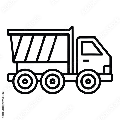 Simple outline dump truck isolated on white background