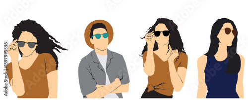 people wearing sunglass half isolated