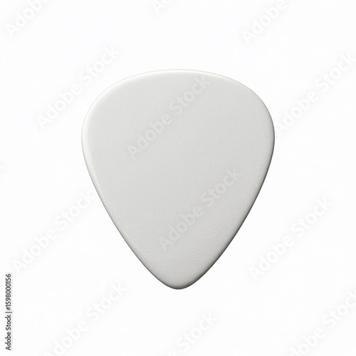 Blank White Guitar Pick Isolated on White Background for Mockup Design