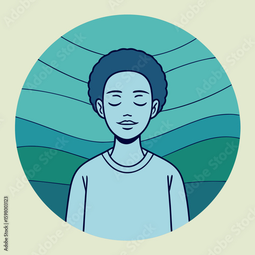 Take a deep breath sign with person meditating