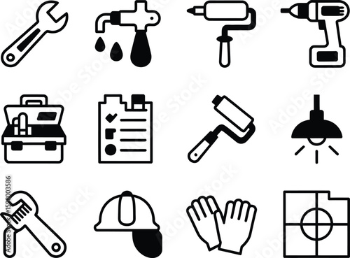 Wallpaper Mural Collection of construction and diy tools and equipment icons Torontodigital.ca