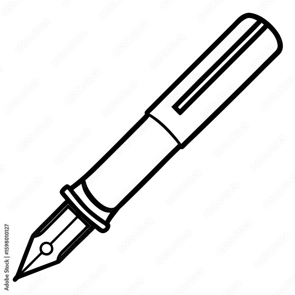 Naklejka premium fountain pen vector line art 