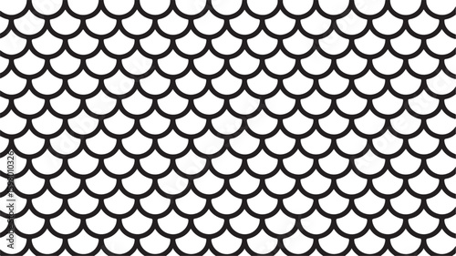 Seamless Fish Scale Pattern Black and White