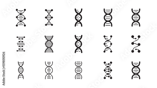 Various DNA Models and Structures Depicted as Simple Icons