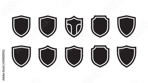 Set of vector shield icons various designs and shapes