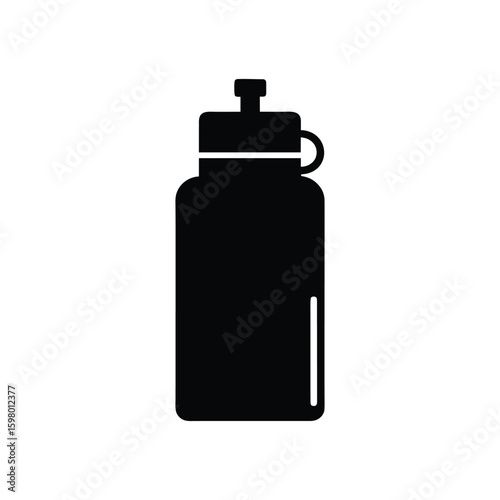 Black silhouette water bottle icon isolated on white background