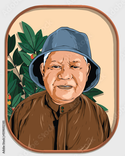 Elderly Man with Hat Portrait