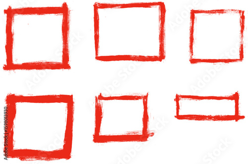 Square Frame Grunge Brush Stroke Drawing Vector Set