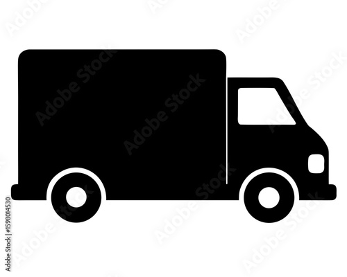 Delivery truck silhouette on white background. Delivery truck icon