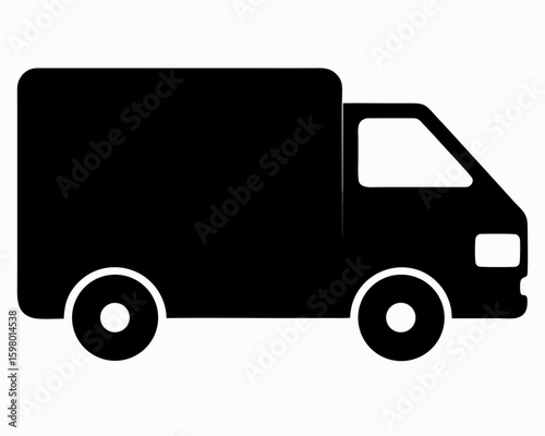 Delivery truck silhouette on white background. Delivery truck icon