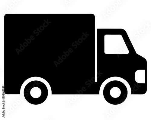 Delivery truck silhouette on white background. Delivery truck icon
