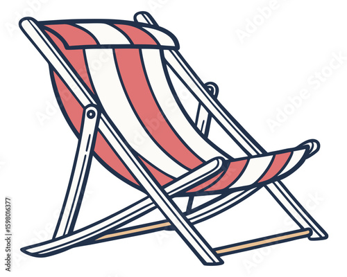 Striped beach chair silhouette for relaxing summer days