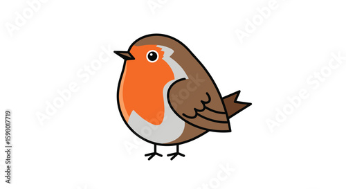 Charming cartoon robin bird illustration with a whimsical style and engaging visual appeal for various creative projects