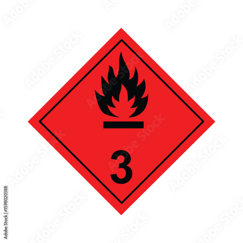 GHS Class 3 Flammable liquids sign. GHS ADR Class 3 sign symbol icon. Vector illustration.