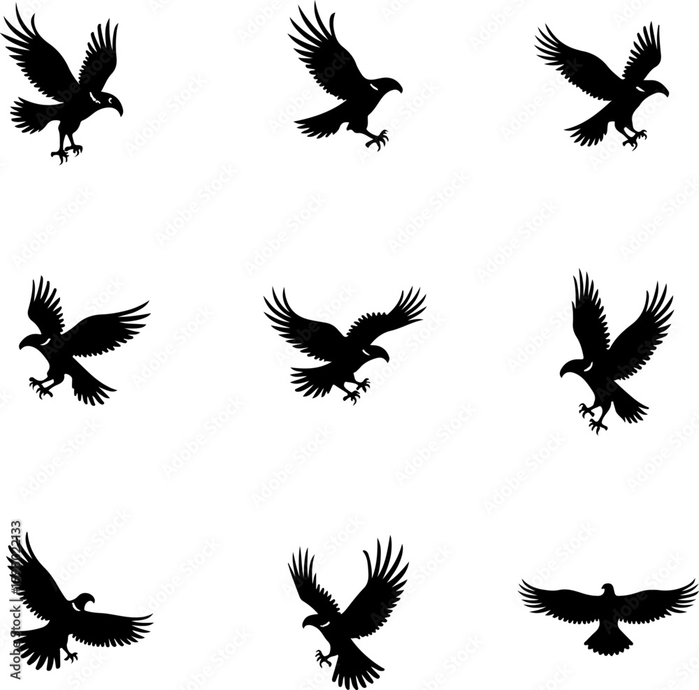 Obraz premium Wildlife Silhouettes: Cats & Eagles