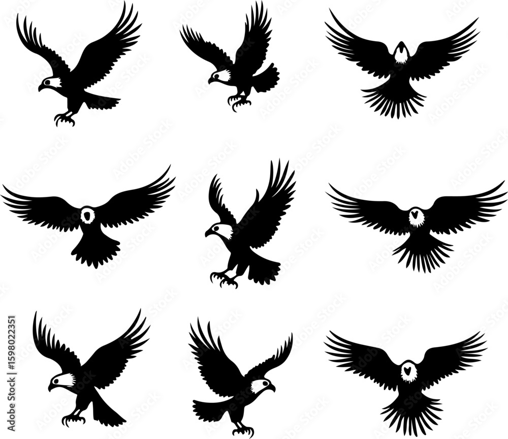 Obraz premium Wildlife Silhouettes: Cats & Eagles