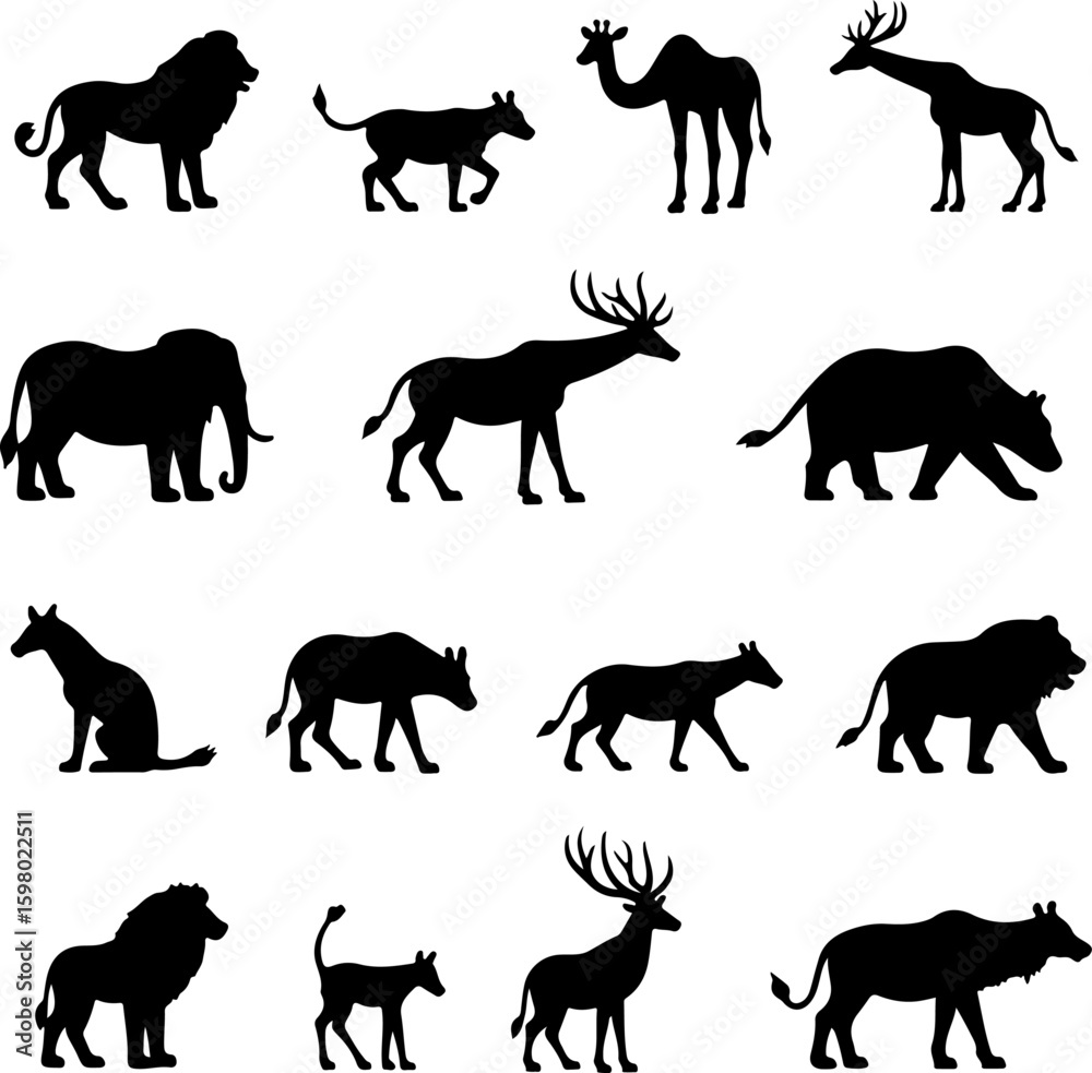 Obraz premium Wildlife Silhouettes: Cats & Eagles