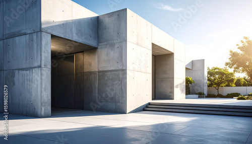 Wallpaper Mural Modern concrete facade with strong shadows and bold geometric angles Torontodigital.ca
