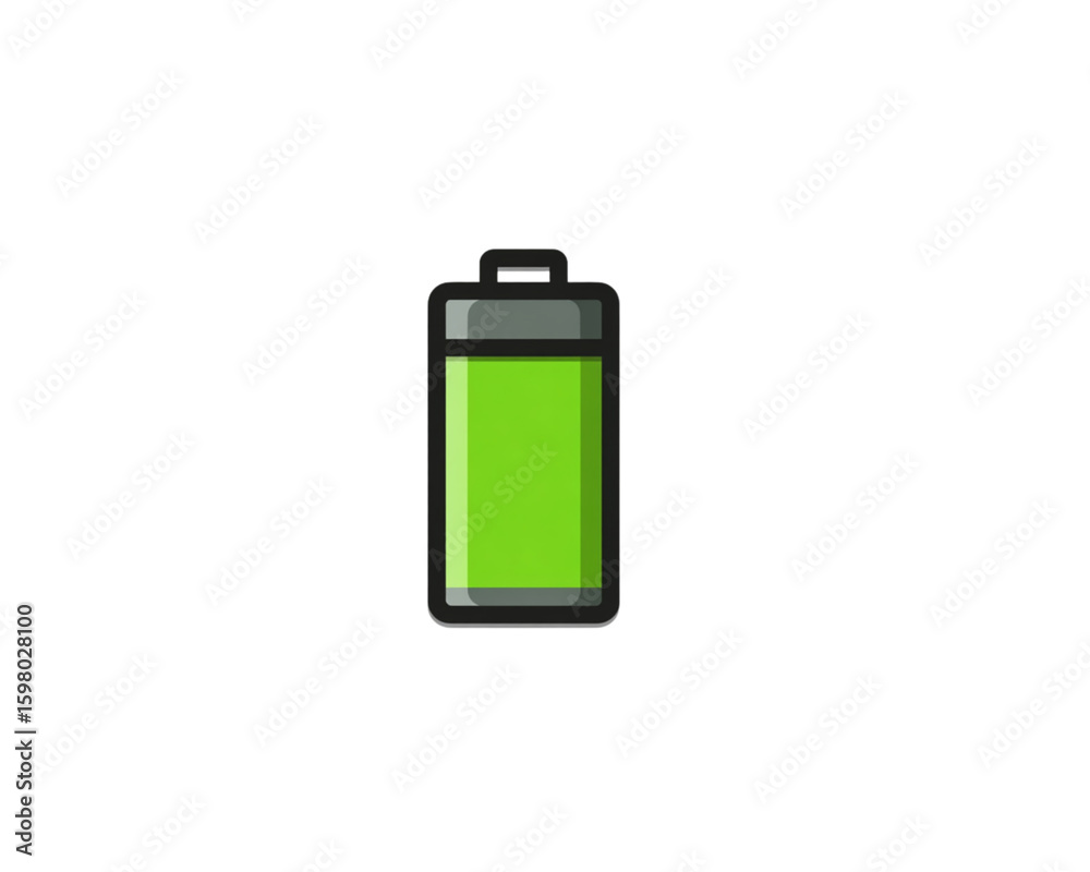 Minimal Flat Battery Icon Fully Charged with Clean Thin Outline and Green Fill, Front View, Isolated on Transparent Background Minimal Flat Battery Icon Fully Charged with Clean Thin Outline and Green Fill, Front View, Isolated on Transparent Background