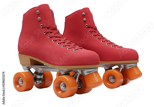 3D Illustration of Red Roller Skates Isolated