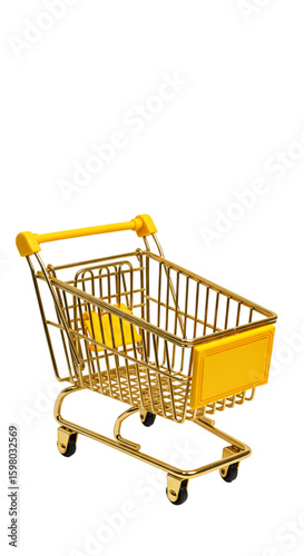3D Pixel Art Gold Shopping Cart Illustration