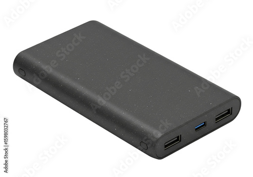 3D Portable Charger Power Bank on Transparent Background