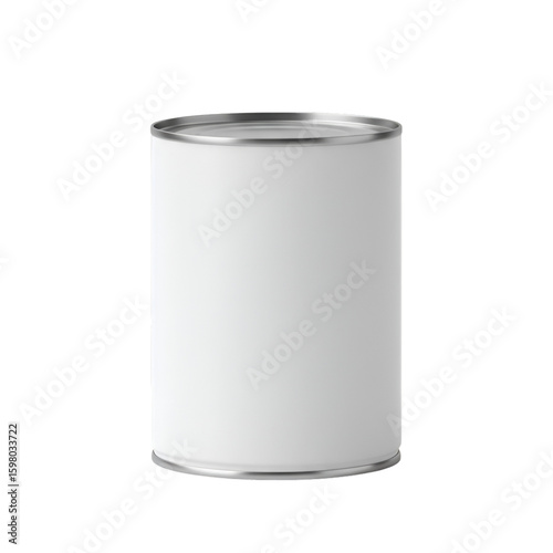 3D Realistic White Blank Tin Can Isolated