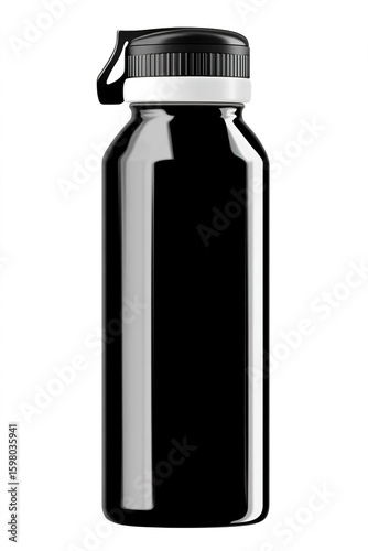 black matte metal sports bottle with a background