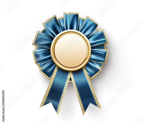Award ribbon in blue with gold accents on a background