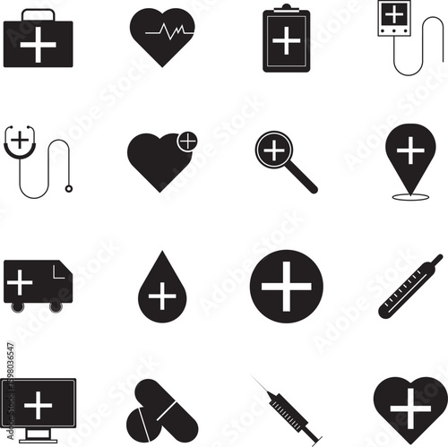 Wallpaper Mural Flat Medical and Healthcare Icon Design Set for Using Medical and Healthcare Related Design purposes. Torontodigital.ca