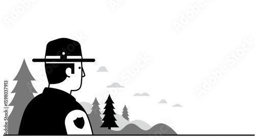 A modern flat vector illustration of a forest ranger