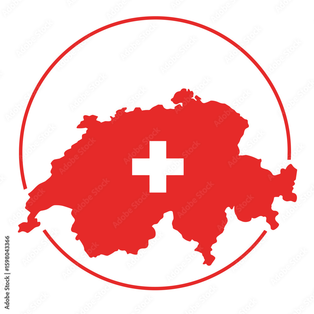 Fototapeta premium Switzerland flag map for Swiss National Day 1 August vector poster