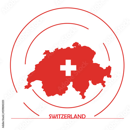 Switzerland flag map for Swiss National Day 1 August vector poster
