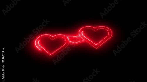 Futuristic Neon Red Heart Icons, Love and Romance Symbol for Social Media and Valentine’s Day