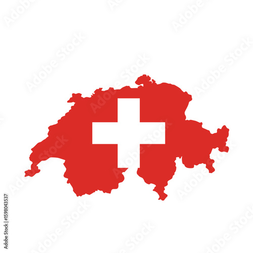 Switzerland flag map for Swiss National Day 1 August vector poster