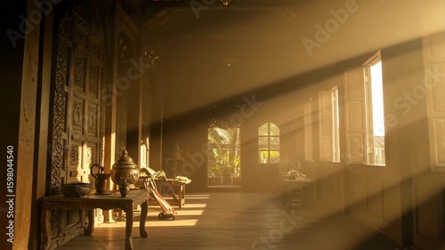 Sunlit Interior of a Classic Room Natural Light and Wooden Accents Create a Warm Atmosphere