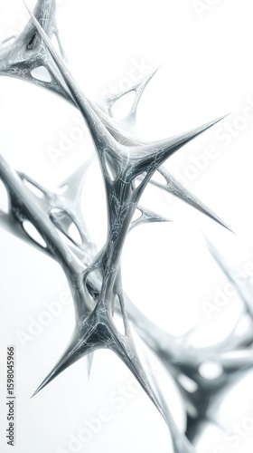 Abstract Metallic Spines Against White Background