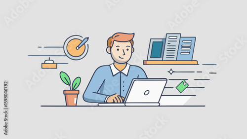 Remote Work and Productivity Vector Illustrations – Office and Freelance Professionals