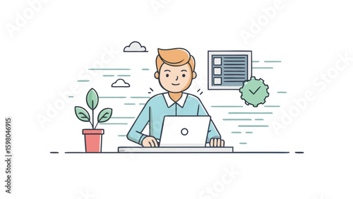 Remote Work and Productivity Vector Illustrations – Office and Freelance Professionals