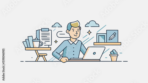 Remote Work and Productivity Vector Illustrations – Office and Freelance Professionals