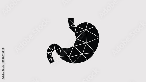 Stylized Stomach Illustration with Triangular Design, Emphasizing Digestive Health and Medical Concepts, Suitable for Healthcare and Educational Materials with a Modern Aesthetic